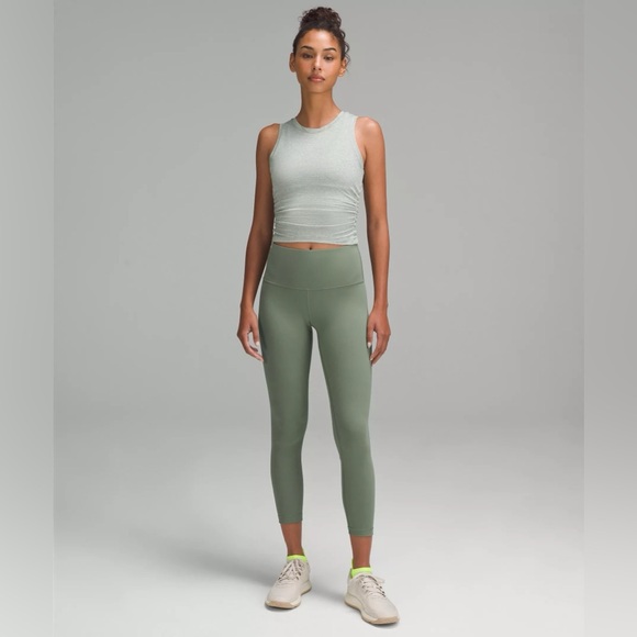 Lululemon Wunder Train High-Rise Ribbed Tight 25" - Grey Eucalyptus, Size 14 - Picture 6 of 9